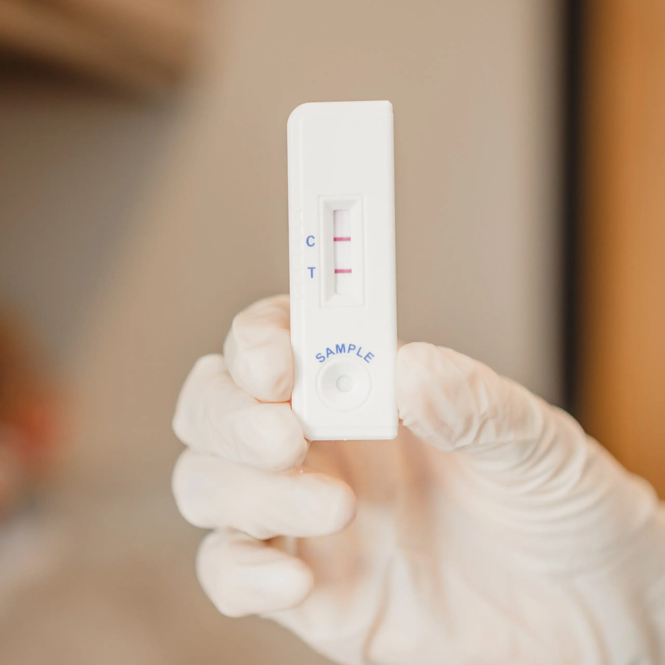 A woman holding a free pregnancy test in Russellville, Kentucky